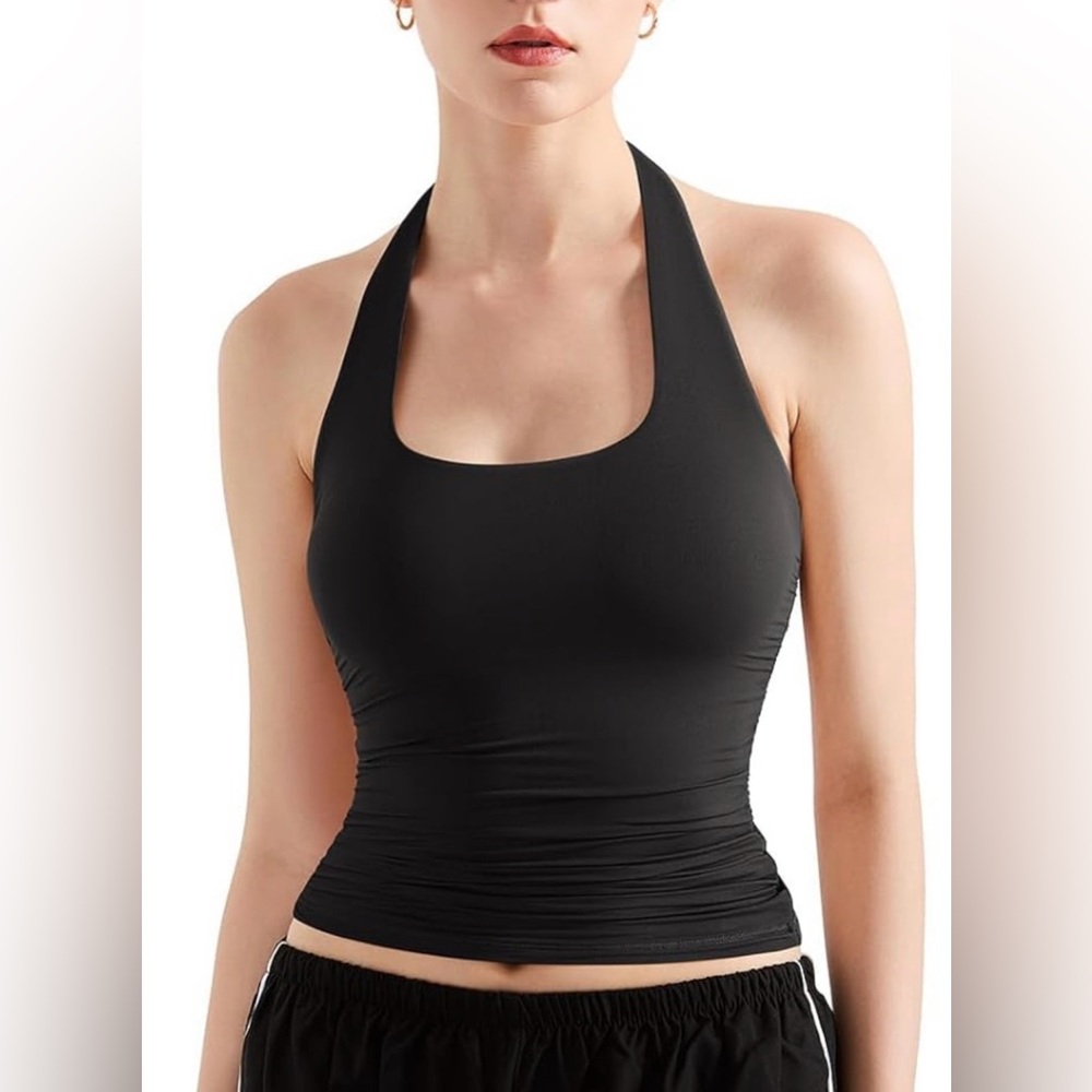 SUUKSESS Black Double Lined Halter Tank Top, Size Medium, BNWOT